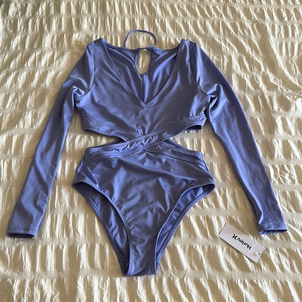 Hurley Periwinkle Long-sleeve One-Piece Swimsuit